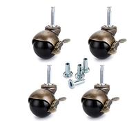 Skelang Lot de 4 roulettes pivotantes à tige avec frein - 50 mm - Pour meubles, canapé, chaise, armoire, capacité de charge 40 kg par roulette