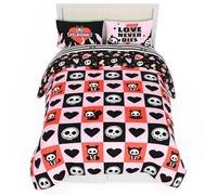 Skelanimals Parure de lit 7 pièces pour lit Deux Places, Couette en Microfibre Douce à Carreaux et taie d'oreiller, Motif Chat (Produit sous Licence Officielle) par Franco Collectibles
