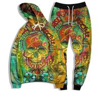 Skeleton 3D Digital Printed Hoodie et Joggers Pants Set Ensemble de survêtement pour Hommes Ensemble Deux pièces Hip Hop Casual Sportswear Set