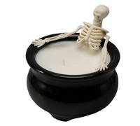 Skeleton Candle Decorations, Gothic Halloween Candles, Spooky Skeleton Design, Wax Less LED Style, Ideal for Bar, Mantel, Shelf, Bathroom, Table, Farmhouse, Holiday Decor 3.94x3.94x4.72 inches