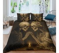 Skeleton Couple Candlelight Housse de Couette 3 Pieces, Gothic Fantasy Art
