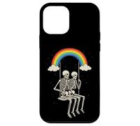 Skeleton Couple on Swing Under Rainbow LMBTQ Halloween Coque pour iPhone 12 Mini