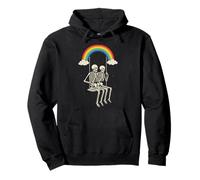 Skeleton Couple on Swing Under Rainbow LMBTQ Halloween Sweat à Capuche