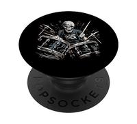 Skeleton Drummer Guy Rock and Roll Band Rock on Drum Kit PopSockets PopGrip Adhésif