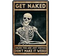 Skeleton Get Naked Unless You are Just Visiting Don't Make it Weird Décoration murale vintage en métal pour décoration murale vintage Café 20,3 x 30,5 cm