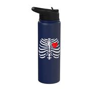 Skeleton Heart Rib Cage X-Ray Funny Halloween Stainless Steel Insulated Water Bottle