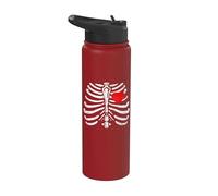 Skeleton Heart Rib Cage X-Ray Funny Halloween Stainless Steel Insulated Water Bottle