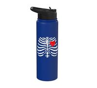 Skeleton Heart Rib Cage X-Ray Funny Halloween Stainless Steel Insulated Water Bottle