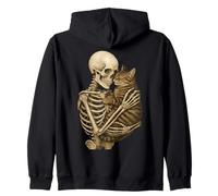 Skeleton Hugging Cat Cute Halloween Graphic Sweat à Capuche
