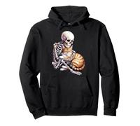 Skeleton Hugging Cat Cute Halloween Graphic Sweat à Capuche