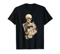 Skeleton Hugging Puppies Halloween Dogs Lover Dog Mom Dad T-Shirt
