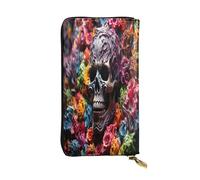 Skeleton in the Garden Portefeuille en cuir de qualité supérieure avec fermeture éclair en métal, plusieurs emplacements pour cartes et espèces, cadeau idéal pour elle ou lui