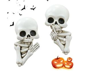 Skeleton Light Switch Decor - 2 Piece Outlet Murals Sticker Set, Creative Horror Style Wall Decoration, Lightweight Easy Install Design, Waterproof Resin Coating | Living Room Holiday Party Props