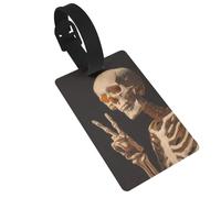 Skeleton Making The Peace Sign Étiquettes pour bagages ID ID Valise Idéal pour Voyage Croisière Sac à dos Sac
