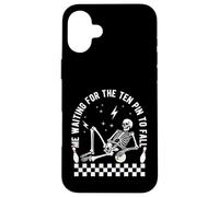 Skeleton Me Waiting for The Ten Pin to Fall Bowling Suspense Coque pour iPhone 16 Plus