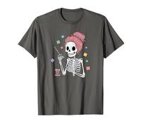 Skeleton Messy Bun Sewing Machine Crafter T-Shirt