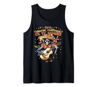 Skeleton Mexican Skull Fiesta Sombreros Mariachi Guitar Débardeur