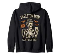 Skeleton Mom Café Design drôle Halloween Citrouille Chauves Sweat à Capuche