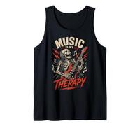 Skeleton Music is My Therapy Skull Rock Band Musician Débardeur