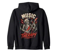 Skeleton Music is My Therapy Skull Rock Band Musician Sweat à Capuche