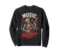 Skeleton Music is My Therapy Skull Rock Band Musician Sweatshirt