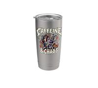 Skeleton Nurse Caffeine & Chaos Night Shift Gobelet isotherme en acier inoxydable double paroi