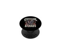 Skeleton Nurse Caffeine & Chaos Night Shift PopSockets PopGrip Adhésif