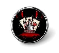 Skeleton Poker Magician Round Brooch Pin Badge Lapel Tie Pin for Women Men Office Worker Teacher Decor