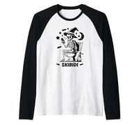 Skeleton Toilet Skibidi Waiting for Halloween Costume Like Manche Raglan