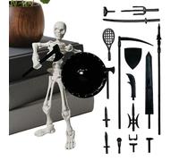 Skeleton Toy, Movable Doll, 1.38x0.59x5.12 inches Human Bone Model, Poseable Anatomical Figurine Prop, Educational Collectible Ornament, for Halloween Teaching Display Entryway Workplace Gathering