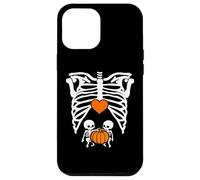 Skeleton Twin Baby Pumpkin Pregnancy Alert Mom Halloween Coque pour iPhone 12 Pro Max
