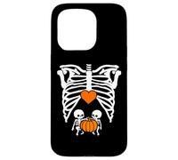 Skeleton Twin Baby Pumpkin Pregnancy Alert Mom Halloween Coque pour iPhone 15 Pro
