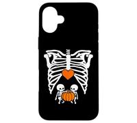 Skeleton Twin Baby Pumpkin Pregnancy Alert Mom Halloween Coque pour iPhone 16 Plus