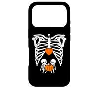 Skeleton Twin Baby Pumpkin Pregnancy Alert Mom Halloween Coque pour iPhone 17 Pro