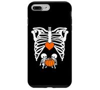 Skeleton Twin Baby Pumpkin Pregnancy Alert Mom Halloween Coque pour iPhone 7 Plus/8 Plus