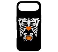 Skeleton Twin Baby Pumpkin Pregnancy Alert Mom Halloween Coque pour iPhone Air