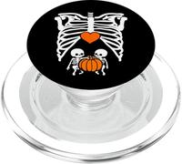 Skeleton Twin Baby Pumpkin Pregnancy Alert Mom Halloween PopSockets PopGrip pour MagSafe