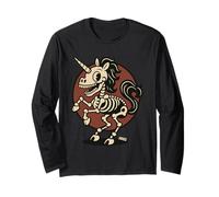 Skeleton Unicorn Retro Cartoon in Dark Fantasy Style Manche Longue