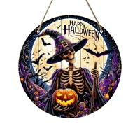 Skeleton Wall Hanger - Wood Halloween Sign for Door