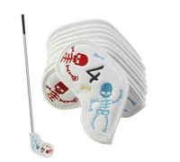 Skeleton Wedge Head Cover Set de couvre-tête de club de golf | Housse de protection de tête de club de golf en cuir | Accessoire de tête de golf à motif squelette pour parcours de fées, pilotes