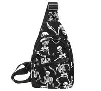 Skeletons and Bones Sac à dos à bandoulière pour femme et homme, Multicolore 01., 11.8x7x1.5in/30x18x4cm