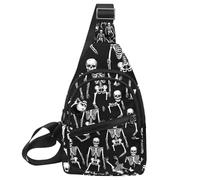 Skeletons and Bones Sac à dos à bandoulière pour voyage, sport, course à pied, randonnée, Multicolore 05, 11.8x7x1.5in/30x18x4cm