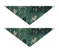 Skeletons Ghosts and Haunted House Dog Scarf Pet Fashion Accessories Lot de 2 pièces pour extérieur Les animaux de compagnie veulent se déguiser 50,8 x 17,8 cm, 7,6 cm