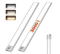 skelo LED Lampe de Placard avec Détecteur de Mouvement 40 CM 3000mAh Rechargeable USB-C, 3 couleur 2 modes Dimmable, Éclairage étude de Cuisine Veilleuse Escalier Montage Magnétique 2024 (2pièces)