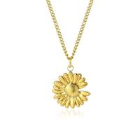 SKENUDY 14K Gold Fleur collier pour les femmes Boho acier inoxydable imperméable mignon Dainty Amour Pendentif colliers pour les femmes