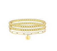 SKENUDY 14K plaqué or Stapelbar Initial L Perles Bracelet für Frauen mit Letteren Anhänger Stretch Trendy Stack Jewelry Set für Saint Valentine Bijoux cadeaux