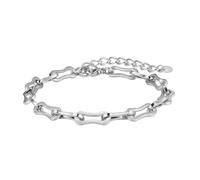 SKENUDY Bracelet à chaîne plate plaqué argent pour homme et femme - Largeur : 8 mm - Longueur : 17 + 5 cm - Surface lisse - Bracelet à maillons ovales - Chaîne à maillons en forme de trombone