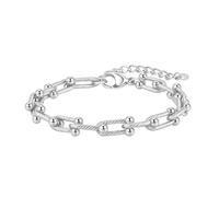SKENUDY Bracelet à grosse chaîne plaqué or 18 carats pour homme et femme - Largeur : 8 mm - Longueur : 17 + 5 cm - Surface lisse - Maillons ovales - Maillons en trombone, 8.86inches, Acier inoxydable