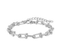 SKENUDY Bracelet à grosse chaîne plaqué or 18 carats pour homme et femme - Largeur : 8 mm - Longueur : 17 + 5 cm - Surface lisse - Maillons ovales - Maillons en trombone, 8.86inches, Acier inoxydable