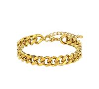 SKENUDY Bracelet étanche en acier inoxydable 316L or 14 carats pour homme, chaîne cubaine, largeur : 9 mm, longueur : 17 cm + 2, bijoux hypoallergéniques, cadeaux d'anniversaire, amis, 6.7 inches